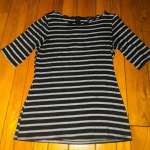 Petite black and white striped shirt.